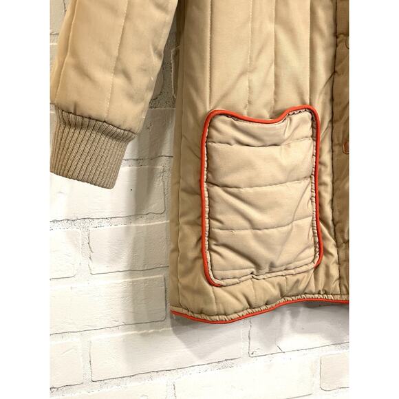 MAXONE Vintage Tan Quilted Spring Jacket Size Med- Large } Deep Pockets - Picture 3 of 10